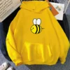 2022 Autumn Woman Yellow Bee Hooded Unisex Sweatshirts Pullover Casual Wear Printing bee and puppycat Hoodie - Bee And Puppy Cat Store