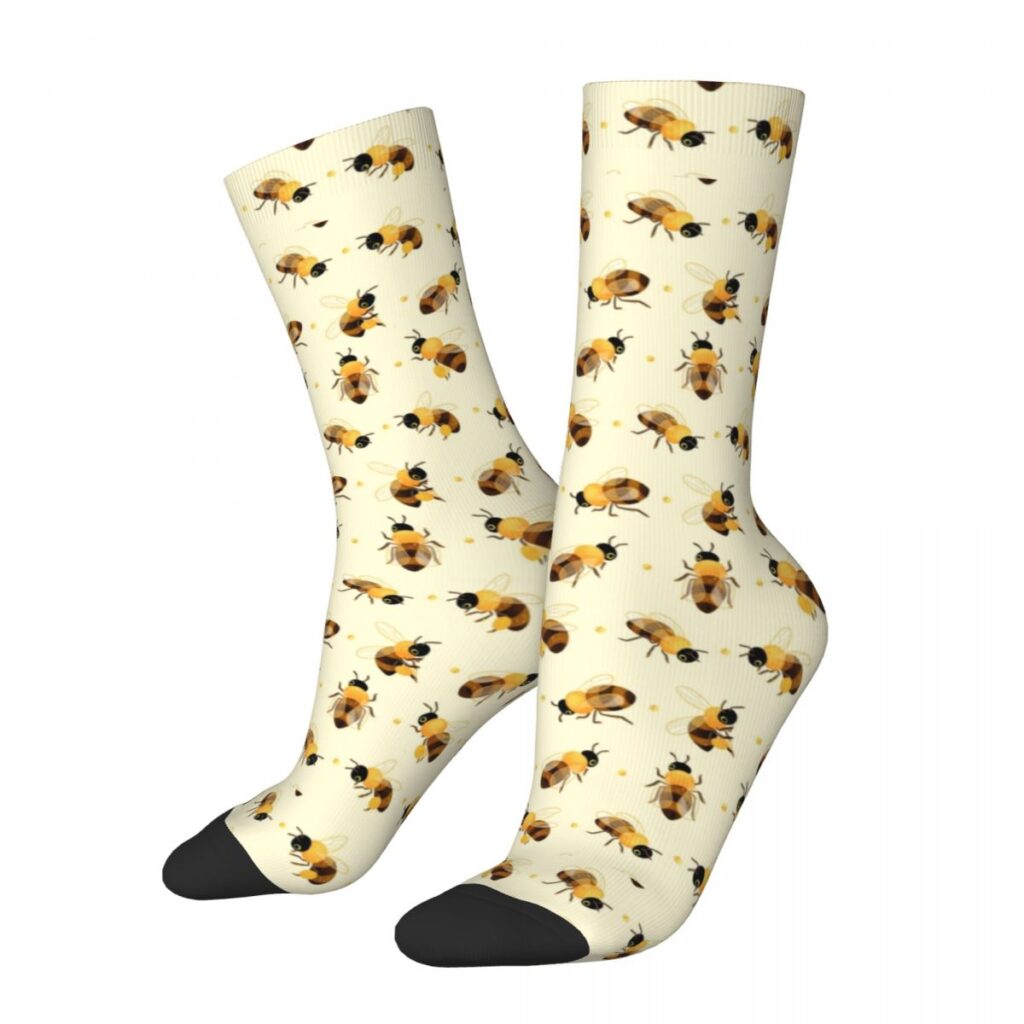 Autumn Winter Crazy Design Men s Women s Honey Bees Socks Breathable Football Socks - Bee And Puppy Cat Store