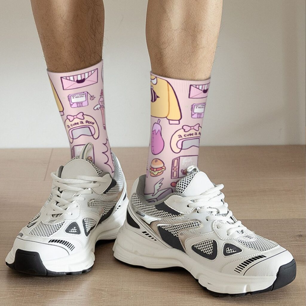 Autumn Winter Harajuku Men s Women s Bee And Puppycat Items Socks Breathable Crew Socks 3 - Bee And Puppy Cat Store