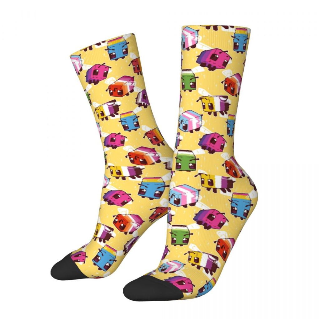 Cool LGBT Bees Basketball Socks Gay Pride Bisexual Lesbian Queer Asexual Polyester Middle Tube Socks for - Bee And Puppy Cat Store