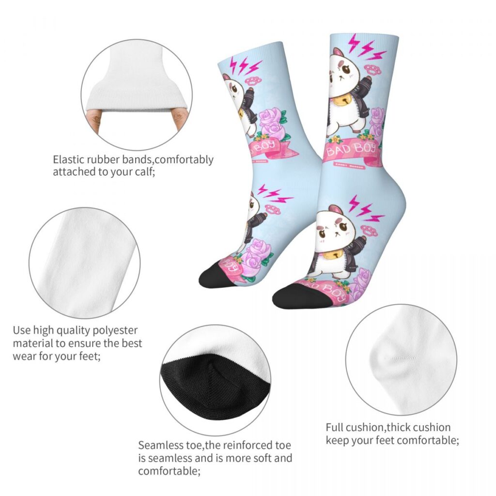 Hip hop Cool Bad Boy Bee And Puppycat Basketball Socks Polyester Long Socks for Unisex Sweat 1 - Bee And Puppy Cat Store