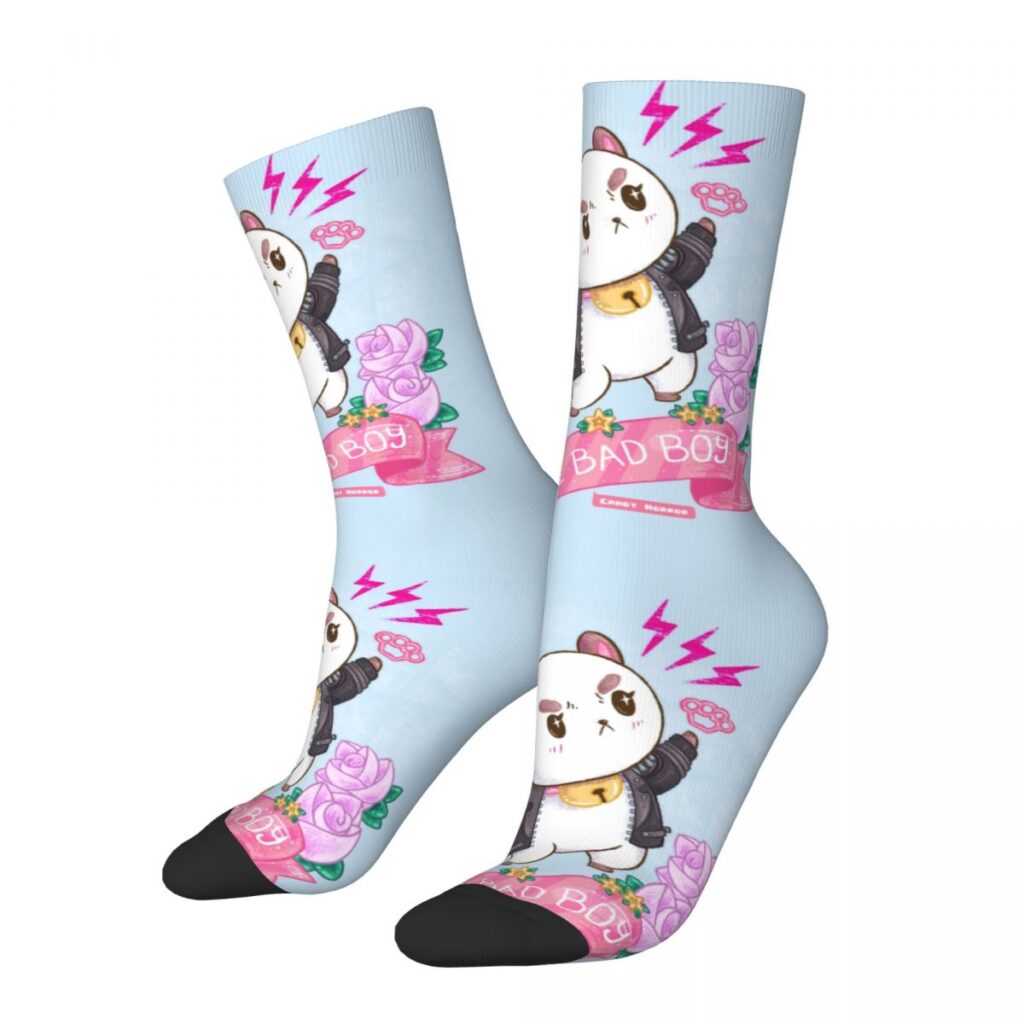 Hip hop Cool Bad Boy Bee And Puppycat Basketball Socks Polyester Long Socks for Unisex Sweat - Bee And Puppy Cat Store