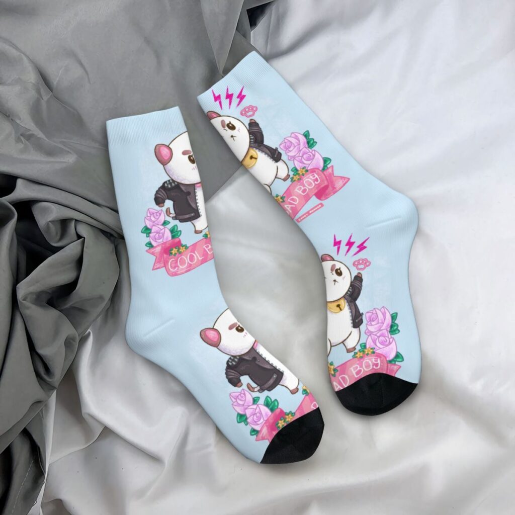 Hip hop Cool Bad Boy Bee And Puppycat Basketball Socks Polyester Long Socks for Unisex Sweat 2 - Bee And Puppy Cat Store