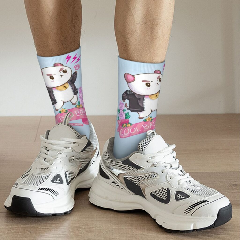 Hip hop Cool Bad Boy Bee And Puppycat Basketball Socks Polyester Long Socks for Unisex Sweat 3 - Bee And Puppy Cat Store