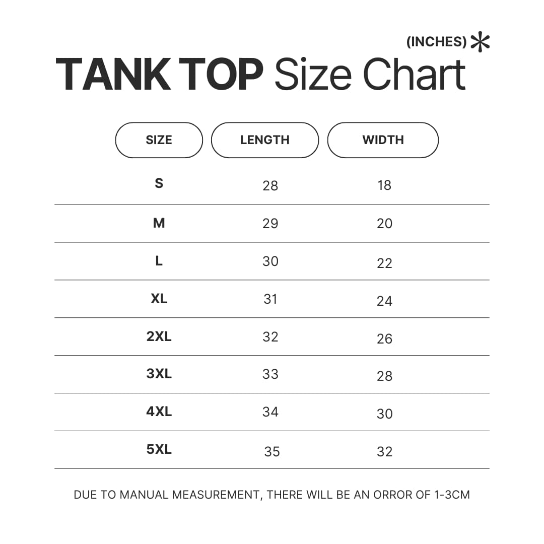 Tank Top Size Chart - Bee And Puppy Cat Store