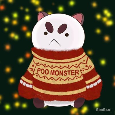 Bee And Puppycat Poo Monster Happy Holidays Tote Bag Official Bee and PuppyCat Merch