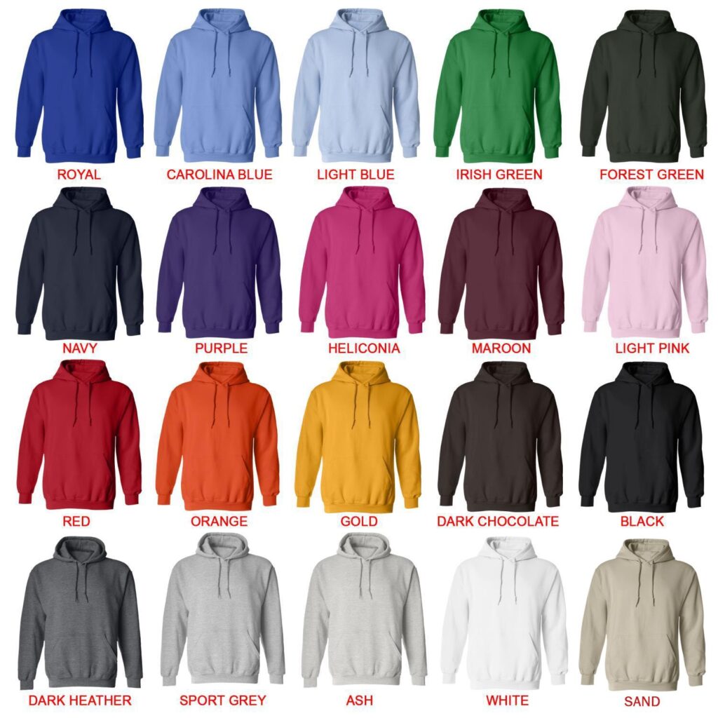 hoodie color chart 1 - Bee And Puppy Cat Store