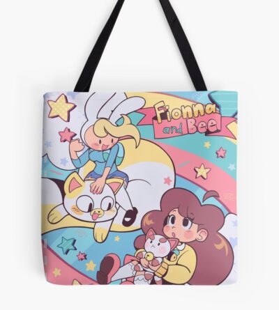 Fionna And Bee, Adventure Time Fionna & Cake, Bee And Puppycat Crossover - Print, Poster, Tote Bag, Cartoon, Cute, Fanart, Animal, Cat Tote Bag Official Bee and PuppyCat Merch